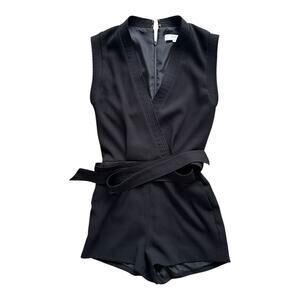 Reiss Black Sleeveless Wrap Jumpsuit